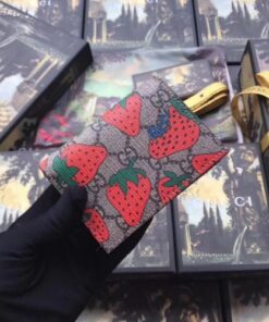 Replica Gucci GG Gucci Strawberry Print Card Case Wallet 2