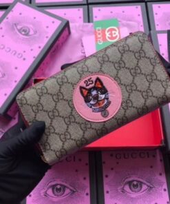 Replica Gucci GG Supreme Zip Around Wallet With Bosco Patch 2