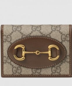 Replica Gucci Horsebit 1955 Brown Card Case Wallet