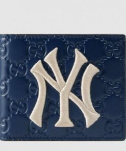 Replica Gucci Blue Signature Bi-fold Wallet With New York Yankees Patch