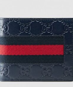 Replica Gucci Blue Signature Web Bi-fold Wallet