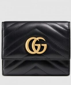 Replica Gucci Black GG Marmont Matelasse Wallet