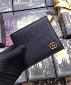 Replica Gucci GG Marmont Bi-fold Wallet In Black Leather 2