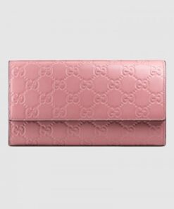 Replica Gucci Continental Flap Wallet In Pink Guccissima Leather