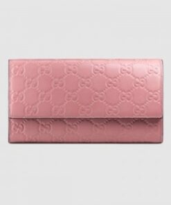 Replica Gucci Continental Flap Wallet In Pink Guccissima Leather 2