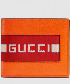 Replica Gucci Orange Stripe Leather Bi-fold Wallet