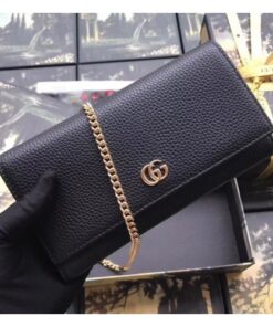 Replica Gucci GG Marmont Leather Chain Wallet ‎546585 Black 2018 2