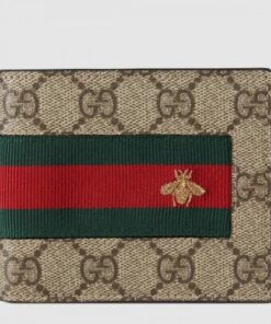 Replica Gucci Web GG Supreme Bee Bi-fold Wallet