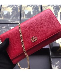 Replica Gucci GG Marmont Leather Chain Wallet ‎546585 Red 2018 2