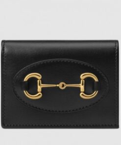 Replica Gucci Horsebit 1955 Card Case Wallet In Black Calfskin