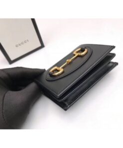 Replica Gucci Horsebit 1955 Card Case Wallet In Black Calfskin 2