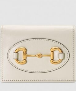 Replica Gucci Horsebit 1955 Card Case Wallet In White Calfskin