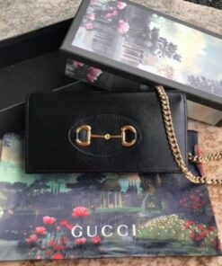 Replica Gucci Horsebit 1955 Wallet With Chain In Black Leather 2