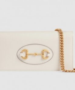 Replica Gucci Horsebit 1955 Wallet With Chain In White Leather