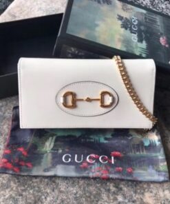 Replica Gucci Horsebit 1955 Wallet With Chain In White Leather 2