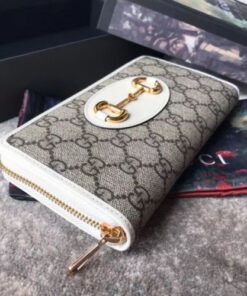 Replica Gucci Horsebit 1955 White Zip Around Wallet 2