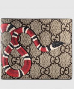 Replica Gucci Kingsnake Print GG Supreme Bi-fold Wallet