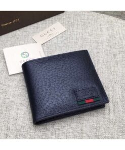 Replica Gucci Leather bi-fold wallet with web 428749