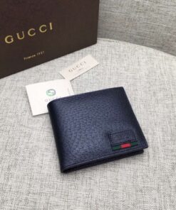 Replica Gucci Leather bi-fold wallet with web 428749 2