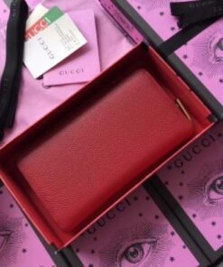 Replica Gucci Red Print Leather Zip Around Wallet 2