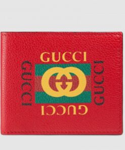 Replica Gucci Red Print Leather Bi-fold Wallet