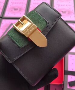 Replica Gucci Sylvie Flap Wallet In Black Leather 2