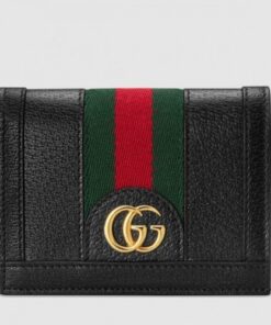 Replica Gucci Web Ophidia Card Case Wallet 523155 Leather Black 2019