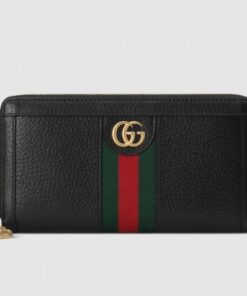 Replica Gucci Web Ophidia Zip Around Wallet 523154 Leather Black 2019