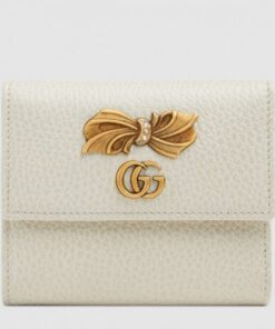 Replica Gucci White Leather Wallet With Bow