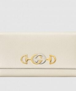 Replica Gucci Zumi Grainy Leather Continental Wallet 573612 White 2019