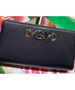 Replica Gucci Zumi Grainy Leather Zip Around Wallet 570661 Black 2019 2