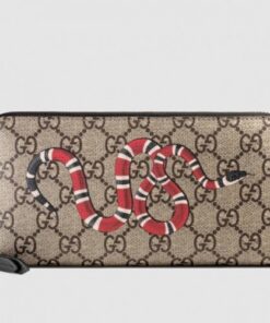 Replica Gucci 451273 Kingsnake print GG Supreme zip around wallet iReplicaBags | Replica Louis Vuitton Bags, Wallets, Shoes, Belts etc