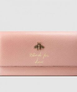 Replica Gucci 454070 Animalier Bee And Blind For Love Continental Wallet Pink