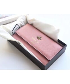 Replica Gucci 454070 Animalier Bee And Blind For Love Continental Wallet Pink 2