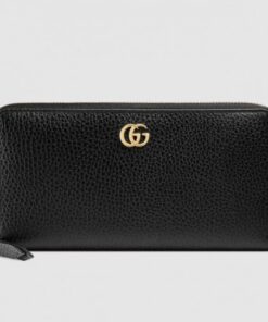 Replica Gucci 456117 GG Marmont leather zip around wallet Black iReplicaBags | Replica Louis Vuitton Bags, Wallets, Shoes, Belts etc