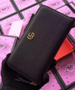 Replica Gucci 456117 GG Marmont leather zip around wallet Black iReplicaBags | Replica Louis Vuitton Bags, Wallets, Shoes, Belts etc 2