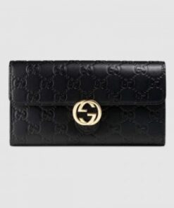 Replica Gucci Icon Continental Wallet In Black Guccissima Leather 2