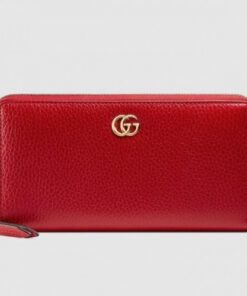 Replica Gucci Leather Zip Around Wallet 456117 Red 2018