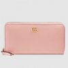 Replica Gucci Light Pink GG Marmont Zip Around Wallet 9