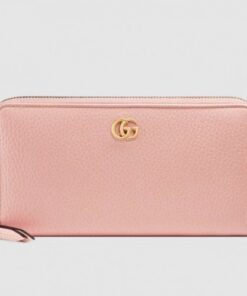 Replica Gucci Light Pink Leather Zip Around Wallet