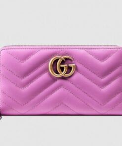 Replica Gucci Pink GG Marmont Zip Around Wallet