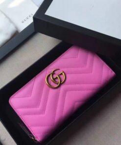 Replica Gucci Pink GG Marmont Zip Around Wallet 2