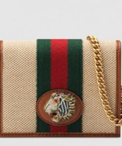 Replica Gucci Vintage Web Rajah Chain Card Case Wallet 573790 2019