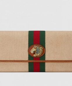 Replica Gucci Vintage Web Rajah Continental Wallet 573789 Canvas Beige 2019