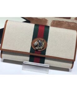 Replica Gucci Vintage Web Rajah Continental Wallet 573789 Canvas Beige 2019 2