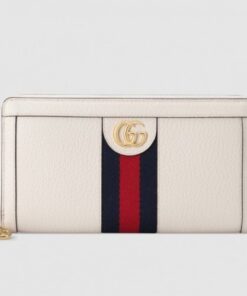 Replica Gucci Web Ophidia Zip Around Wallet 523154 Leather White 2019