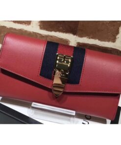 Replica Gucci Web Sylvie Leather Continental Wallet 476084 Red 2017 DLX-791803 2