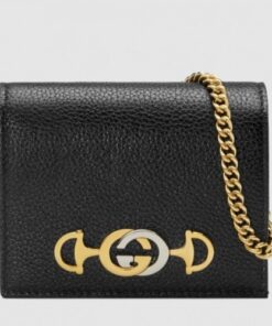 Replica Gucci Zumi Grainy Leather Card Case Wallet 570660 Black 2019 delihang-9052321