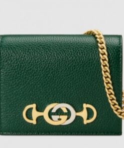 Replica Gucci Zumi Grainy Leather Card Case Wallet 570660 Green 2019 delihang-9052323