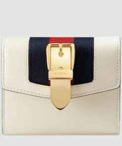 Replica Gucci Sylvie Flap Wallet In White Leather